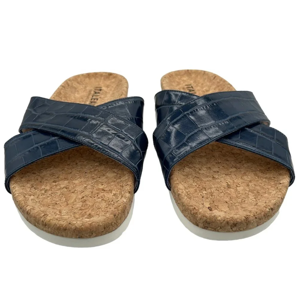 Italeau‎ Morena Croc Embossed Waterproof Slide Sandal (8.5)